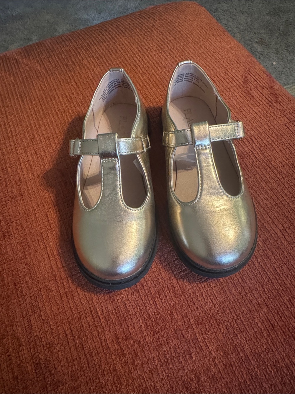 Girls Metallic Mary Jane School Shoes - Gold